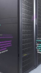 Poster - Animation of data processing against empty computer server room