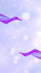 Poster - Animation of purple network waves over glowing white light spots on lilac background