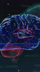 Poster - Animation of human brain and digital data processing over globe