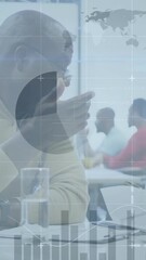 Poster - Animation of financial data processing over diverse business people in office