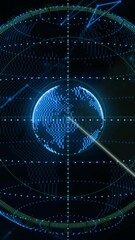 Poster - Animation of digital globe with network connections forming spherical grid
