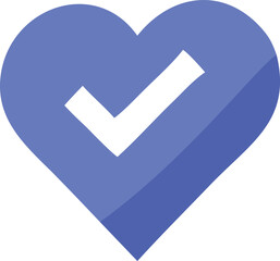 Poster - A simple blue heart icon with a white checkmark inside symbolizing approval confirmation or a positive health status