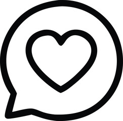 Poster - Simple black outline of a heart inside a speech bubble icon representing love or positive feedback