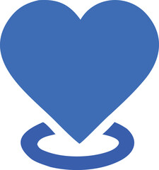 Poster - A vibrant blue heart symbol is positioned above a circular blue marker representing a location of love or importance