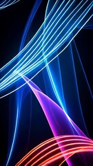 Poster - Animated abstract background featuring flowing neon gradients of pink, red, orange and blue on a dark backdrop