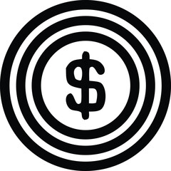 Poster - Stylized black and white graphic featuring a dollar sign centered within concentric circles representing financial targets or goals