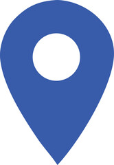 Poster - A vibrant blue map pin icon with a white circle at its center isolated on a clean white background symbolizing location