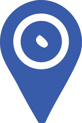 Poster - A vibrant blue location pin icon with concentric white circles and a small white oval shape at its center on a white background