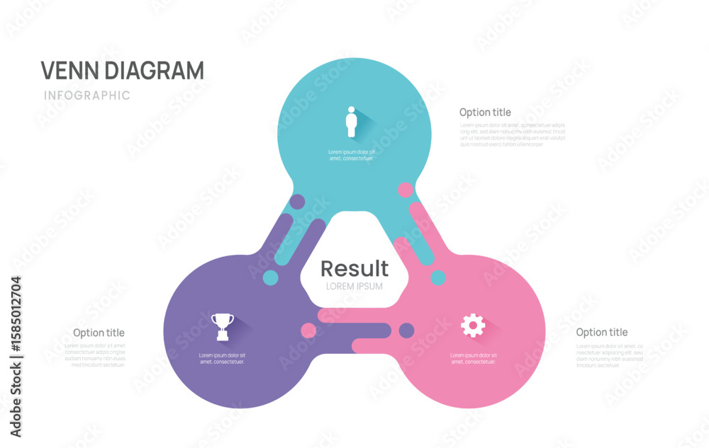 Venn diagram business infographic circle chart template 3 steps link ...