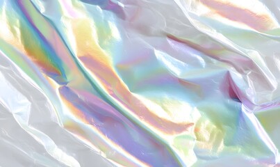 Wall Mural - holographic, iridescent texture on a white background, in an aesthetic style.