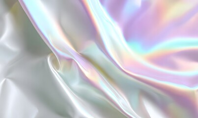Wall Mural - holographic, iridescent texture on a white background, in an aesthetic style.