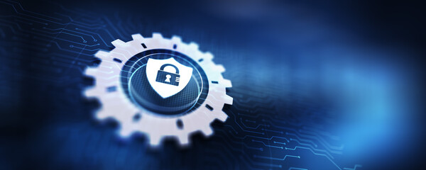 Poster - Cyber security, Information privacy, Data protection. Internet and technology concept on virtual screen.