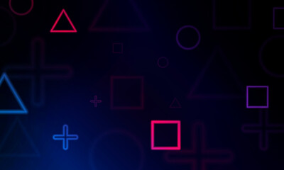 Poster - Abstract Game speed Light out technology and with neon triangles. Hitech communication concept innovation background, vector design