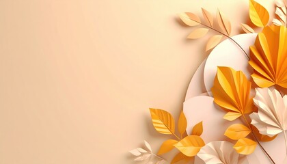 Poster - Vibrant autumn leaf arrangement studio setting digital art warm color palette close-up view creative design inspiration