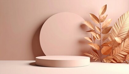Aufkleber - Minimalist display setup with earthy tones interior studio digital art modern aesthetic front view visual conceptualization