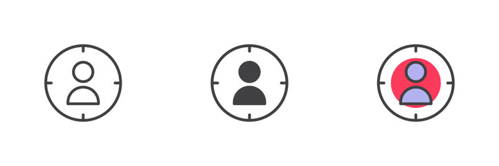 Poster - User profile avatar icon set in line, solid and filled outline style