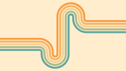 Wall Mural - abstract background of rainbow groovy wavy line design in 1970s hippie retro style. vector pattern r