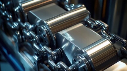 Poster - A close-up shot of industrial machinery featuring chain links