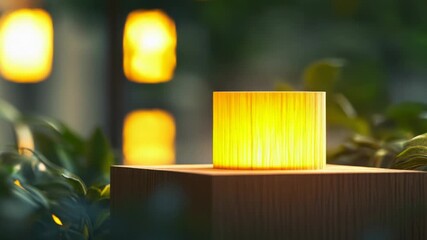 Poster - A wooden table with a simple desk lamp sitting atop