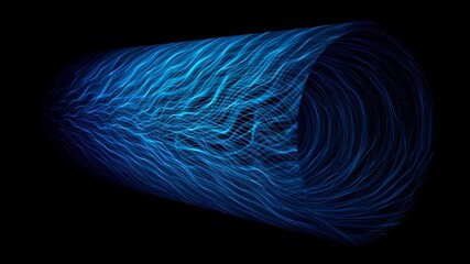 Poster - Navier Stokes fluid dynamics with mesmerizing flowing blue lines in motion showcase energy and abstract visualization of dynamic principles.