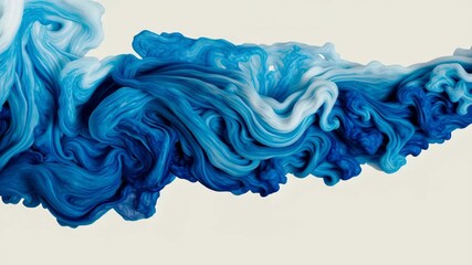 Poster - Navier Stokes equations visualized through vibrant blue fluid dynamics, where mesmerizing abstract patterns in motion showcase the beauty of artful waves and flow behavior.