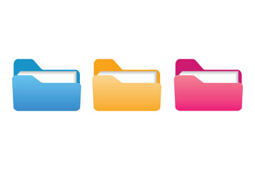 Aufkleber - folders for storing files. collection of office folders with documents. open folders for digital dat