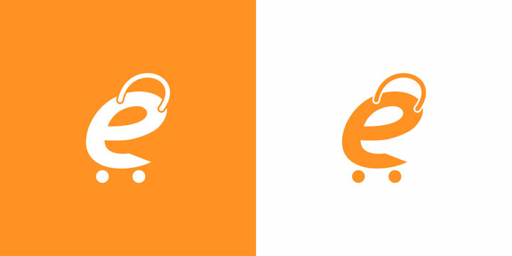 Creative Logo Letter E with Shopping Cart, Illustration, Design Inspiration, Vector, Icon