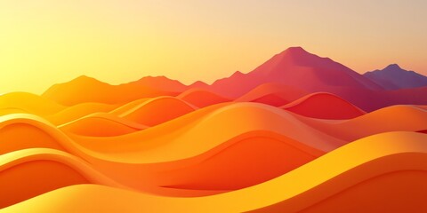 Poster - Dynamic 3D Layered Topography with Waves and Warm Color Gradients for Fluid Artistic Illustrations