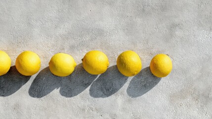 Poster - Lemons Casting Shadows on Soft Concrete Background in a Sunlit Setting