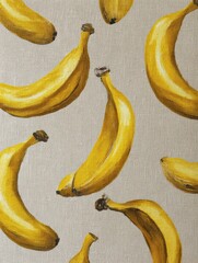 Poster - Vibrant Ripe Bananas on Soft Linen Fabric in a Neutral Color Palette, Showcasing a Minimalist Design With Room for Creative Layout