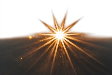 Fototapete - Golden sunburst emanating from a dark expanse against a white backdrop, creating a dynamic and ethereal effect
