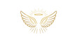 © Ophelia - Elegant linear angel wings with halo on white background