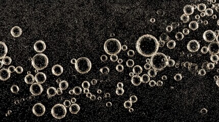 Poster - Close-up view of circular bubbles in dark liquid.