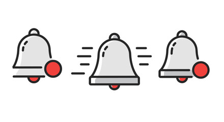 Fototapete - Notifications alert icon set with dynamic bell symbols in motion