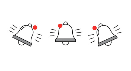 Poster - Notification bell icons with alert sign and sound waves in minimalist design