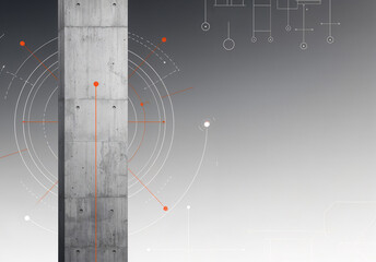 Poster - architectural construction abstract background with concrete columns lines and callouts . Generative AI