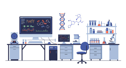 Poster - Modern laboratory workspace with advanced analytical tools and scientific equipment
