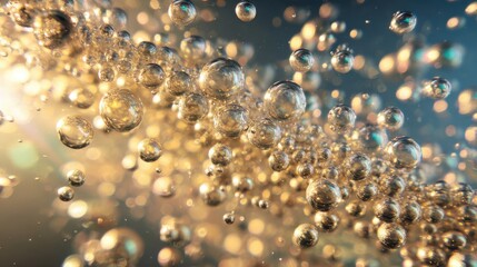 Poster - Gold-toned bubbles in a flowing pattern.