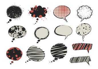 Poster - Twelve handdrawn speech bubbles in a variety of styles and colors are displayed against a white background