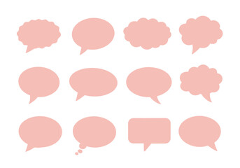 Poster - Twelve speech bubble icons in light coral color arranged in a 3x4 grid on a white background