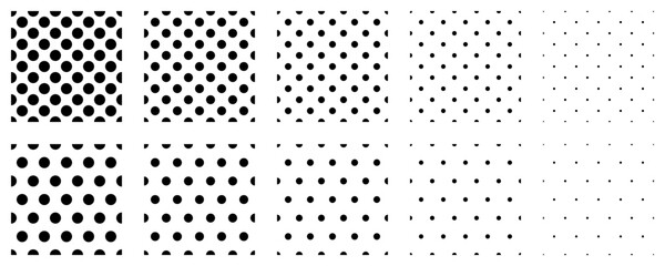 Poster - Set polka dots seamless vector pattern. Simple background for web or print. Abstract surface.