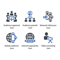 Wall Mural - Audience approval, growth, Network influencer, Global audience, Internet popularity, Video recording, icon