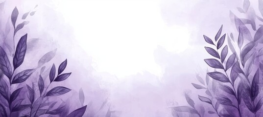 Poster - Delicate and Soft Plum Watercolor Background with Floral Sketches for Peaceful and Airy Designs