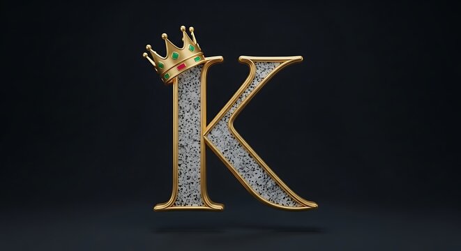 Letter K with Crown Elegant Design on Dark Background