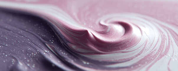 Poster - Swirling pastel textures create a mesmerizing backdrop. Ideal for beauty, cosmetics, and design projects. This abstract macro evokes elegance and creativity.