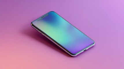 Poster - Floating black mobile phone featuring blank white screen on a light background