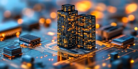 Poster - Futuristic Digital Metropolis Advanced Technology and Innovation in a Connected Cityscape