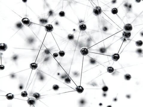 Abstract network connection.  Monochrome 3D rendering. Ideal for tech, science, and web design. Perfect for websites, presentations, and marketing materials.
