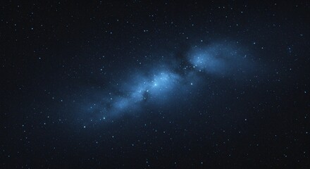 Poster - Starry sky background, blue night sky full of stars, glowing stars in the dark space, starry background, dark night, stars in the distance, starlight, dark background with a blue glow, night sky.	
