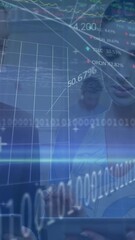 Poster - Animation of financial data processing over diverse business people in office
